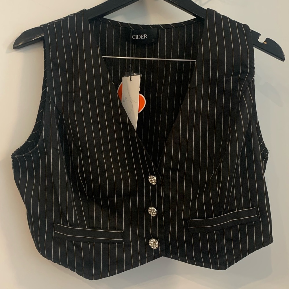 XL Cider Charcoal Pinstripe Vest
